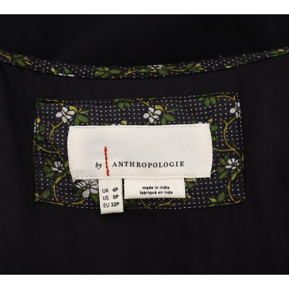Anthropologie 0 Petite Karoline Boho Tiered Green and Black Floral Midi Dress - Picture 5 of 9